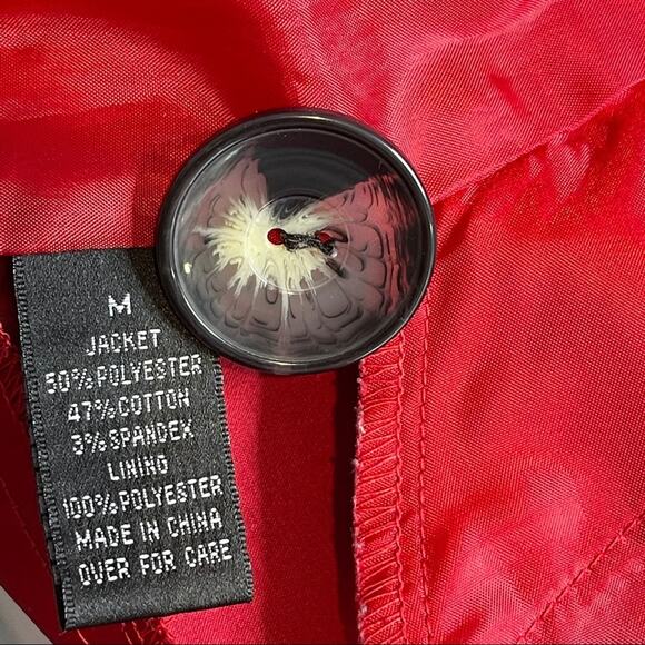 BCX mid length red jacket 3/4 flare sleeves pockets - Picture 12 of 13